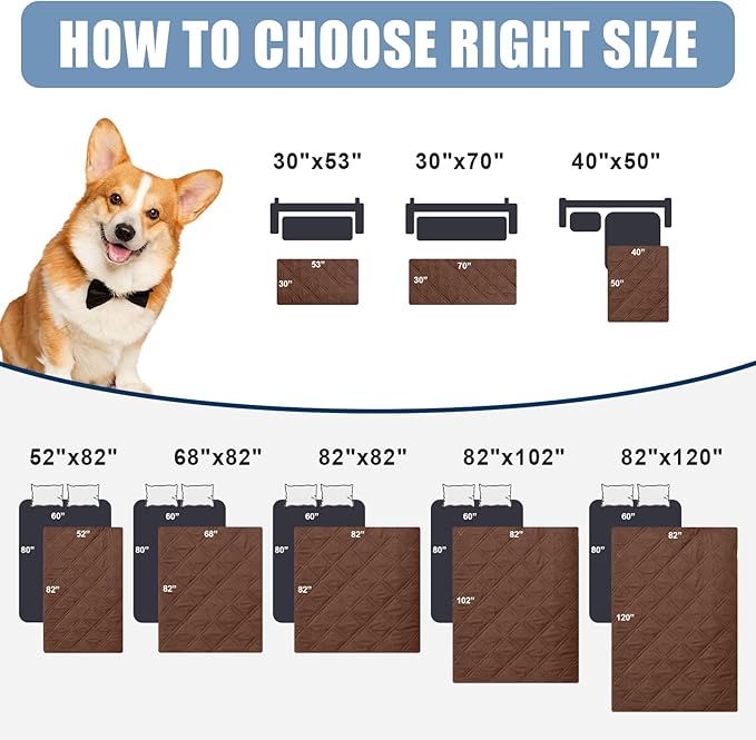 Smiry Waterproof Dog Blanket, Reversible Dog Bed Cover Pet Blanket, Soft Pet Couch Covers for Sofa Washable, Bed Couch Sofa Furniture Protector for Puppy Cat Kids (82"x82", Brown/Chocolate)