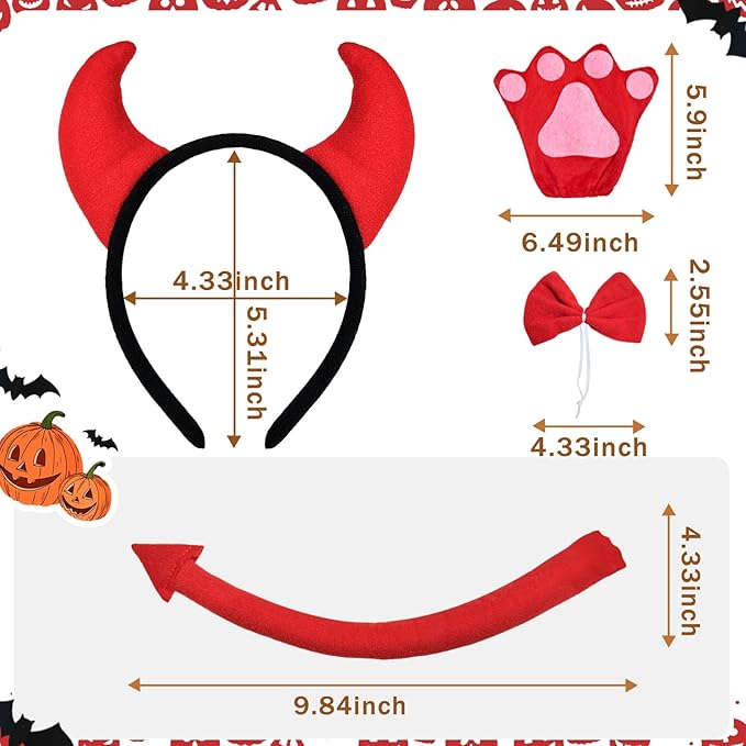 ONEPEACE Halloween Animal Costume Accessory Set for Halloween Party, Birthday, Christmas, Cosplay Animal Fancy Dress up