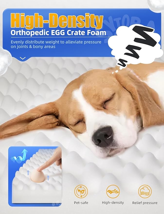 Sytopia Chew Proof Dog Bed for Large Dogs Orthopedic, 42 Inch Indestructible Pet Beds Extra Large, Washable Removable Cover and Anti-Slip Bottom - X-Large