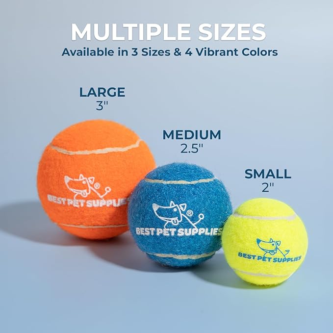 Best Pet Supplies Interactive Squeaky Dog Chew Toy, Ideal Dog Toys for Chewers, Small, Medium & Large Dogs, and Fetch Lovers - Tennis (Assorted Color), Large (Pack of 2)