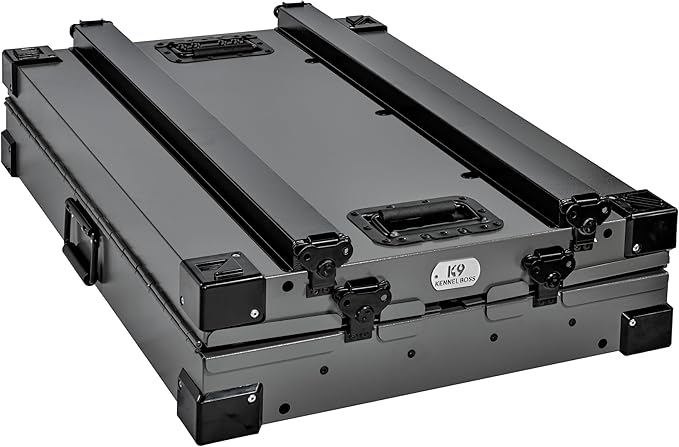 Heavy Duty Fully Collapsible Powder-Coated Aluminum Dog Crate - Medium (Gray)