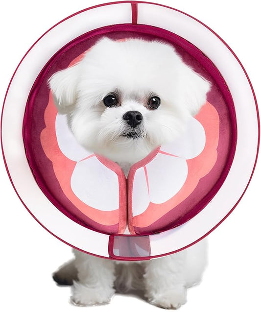 Inflatable Dog Cone Collar for Large Medium Small Dogs, Soft Dog Donut Collar Adjustable Recovery Cone for Pets After Surgery, Extra Enhanced Anti-Licking Guard Shield (Mangosteen, Medium)