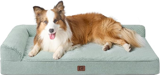 EHEYCIGA Memory Foam Dog Bed XLarge Sized Dogs, Extra Large Dog Bed Orthopedic with Washable Removable Cover, Waterproof XL Pet Bed Couch for Crate, 41x27x6 Inches, Greyish Green