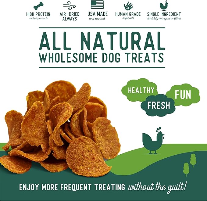 Beg & Barker All Natural Chicken Chips for Dogs (16oz) - Dog Treats Made with USA Sourced Real Meat Chicken, Made in The USA