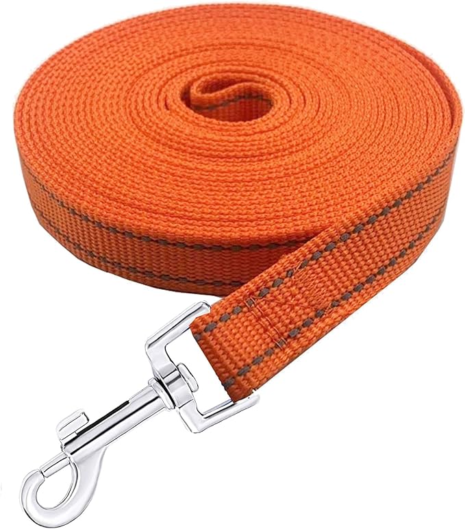 Nylon Training Dog Leash for Small Medium Dogs, 15ft 20ft 30ft 50ft 100ft Reflective Long Leash Dog/Puppy Lead for Obedience Recall Training, Camping