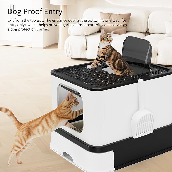 RIZZARI Stainless Steel Cat Litter Box: Large Leak-Proof Odor-Free Design - XXL Black - for Indoor Cats Pet Owners Solution