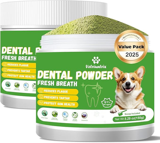 Dog Dental Care Powder - 300g Teeth Cleaning Powder for Dogs with Probiotic, Plaque & Tartar Control with Natural Enzymes, Fresh Breath for Small Medium Large Dogs