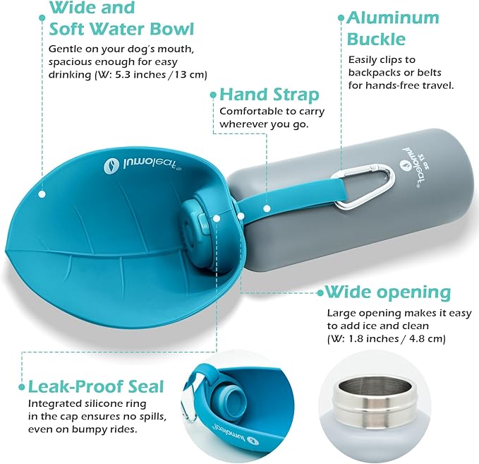 LumoLeaf Insulated Dog Water Bottle 27 oz Stainless Steel - Keep Water Cool or Warm, Portable Pet Water Bowl for Travel, Wide Mouth for Easy Ice Filling & Cleaning