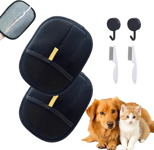 3 Pcs Pet Hair Remover Electrostatic Gloves，Pet Hair Removal Glove,Electrostatic Pet Hair Remover Gloves for Furniture, Carpet, and Car Seats - Reusable Pet Grooming Tool (3)