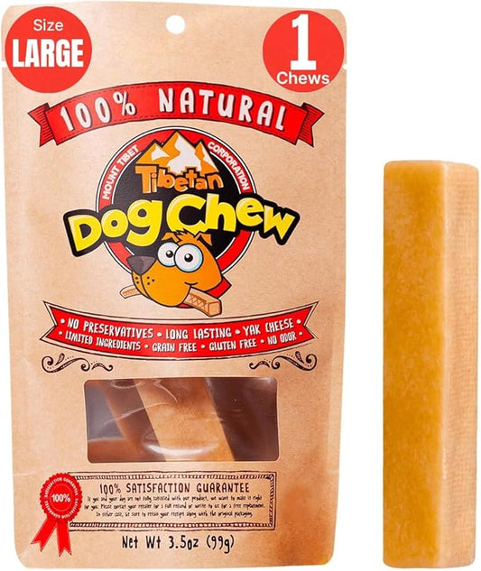 Tibetan Dog Chew Yak Cheese Sticks (1 Large Chew) - Natural, Handmade Large Dog Treats, Long-Lasting, Easy Digest, Ideal for Aggressive Chewers, Supports Oral Health, Grain and Gluten Free
