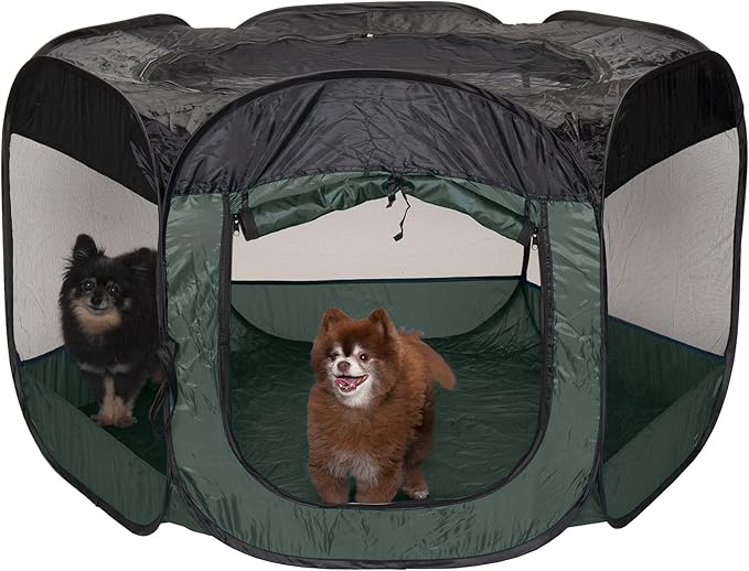 Furhaven Portable Dog Playpen Cat Tent, Pet playground/kennel foldable indoor outdoor zippered puppy crate - Hunter Green, Extra Large