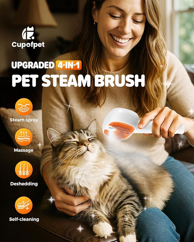 Pet Steam Brush for Dog &Cat, 3-in-1 Self-Cleaning Dog Brush Pet Spray Hair Removal Comb, 2 Spray Modes Rechargeable Deshedding Dog Steam Spray Hair Brush for Shedding Massaging Cleaning (Green)