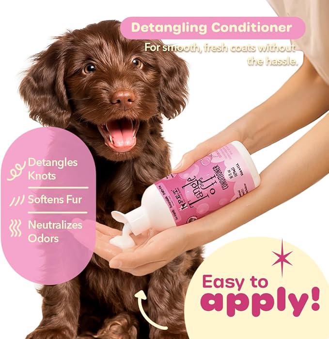 P.E.T. Tangle Off Detangling Conditioner for Dogs & Cats, Cotton Candy Scent – Moisturizes, Softens & Loosens Knots for Silky, Shiny Coats – Sulfate-Free, pH-Balanced, Hypoallergenic – 16 oz