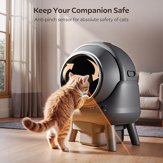 Self Cleaning Litter Box for Multiple Cats – Automatic Cat Litter Box with App Control, Odor-Free Waste Disposal, Dual Safety Sensors, Litter Bags, BlackGrayK4