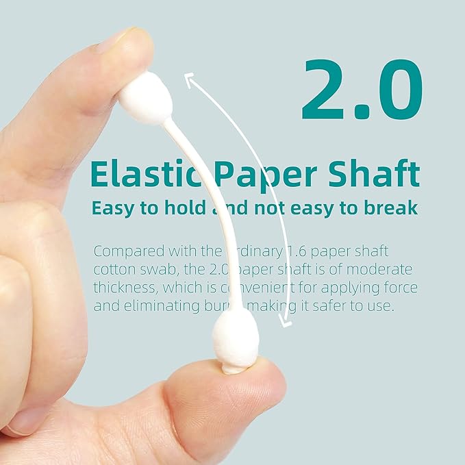 Pet Cotton Swabs, 55 Count｜Gourd-Shaped Tips｜Soft Cotton & Paper Stick｜Dog & Cat Ear Cleaner Swabs｜Safe Grooming Tool for Pets