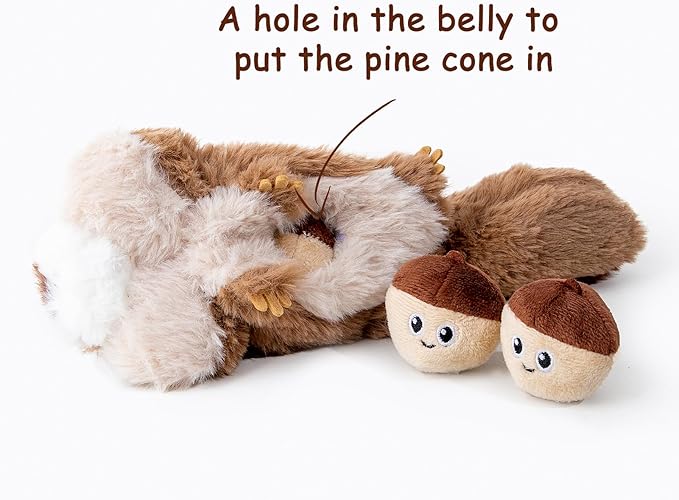Hollypet Squeaky Dog Toy, Interactive Plush Hide and Seek Dog Toys for Small Medium Sized Dogs and Non-Aggressive Chewers, Puppy Teeth Clean Chew Toys, Pine Cone
