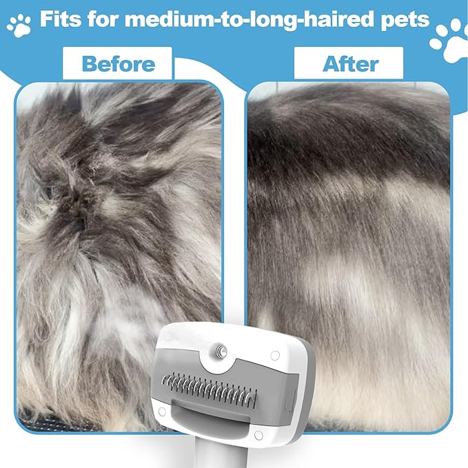 3 in 1 Pet Steam Brush for Dogs & Cats – Self Cleaning, Hair Removal Comb Steam for Shedding & Dematting for Long & Short Haired Pets,Includes Pet Essence