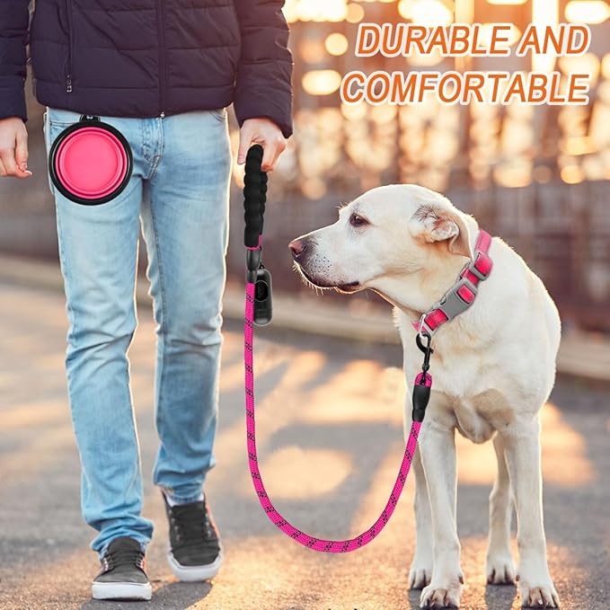 BARKBAY Dog Leashes for Large Dogs Heavy Duty Dog Leash 4/5/6 FT with Comfortable Padded Handle and Highly Reflective Threads for Medium Large Dogs Walking Training Running (4FT-1/2'',Fushcia)