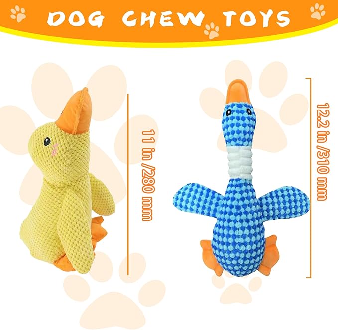 DAJOOEE 2 Pack Duck Squeaky Dog Toys Durable Dog Toys Puppy Toys for Large Medium Small Dogs