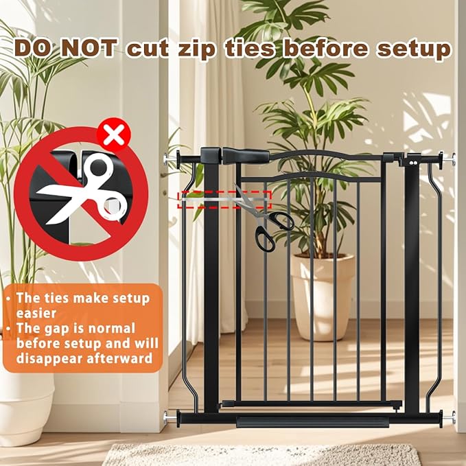 53.1-62.2" Extra Wide Baby Gate for Doorways No Drill, 30" Tall Auto Close Press Mounted Baby Safe Gate for Stairs, Walk Through Dog Gates for Doorways, Black