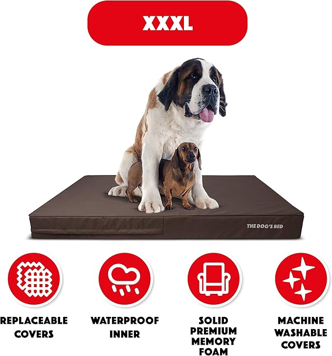 The Dog’s Bed Orthopedic Memory Foam Dog Bed, XXXL Grey/Black, Pain Relief for Arthritis, Hip & Elbow Dysplasia, Post Surgery, Lameness, Supportive, Calming, Waterproof Washable Cover