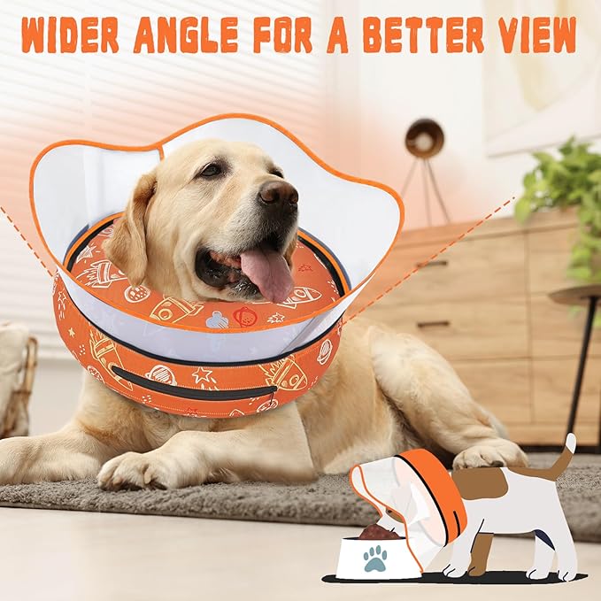 Elevated Inflatable Dog Cone Collar to Stop Licking, Dog Donut Collar After Surgery, Soft Pet Cone Alternative for Small Medium Large Dogs