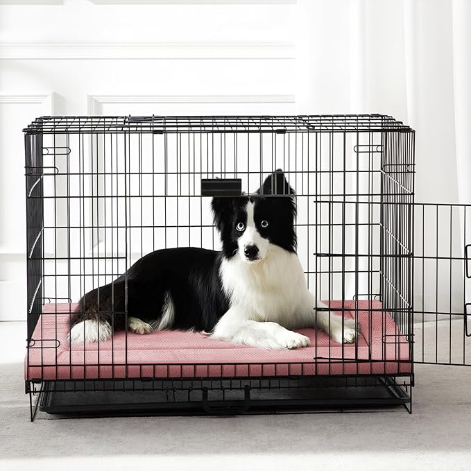 WESTERN HOME Dog Bed for Crate, High Resilience Foam Dog Crate Mat Kennel Pad with Soft Wavy Plush Comfortable Anti-Slip Washable Bed for Large Medium Small Dogs & Cats