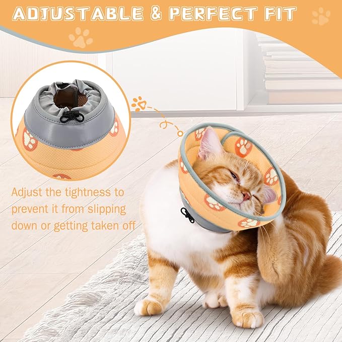Cat Cone Collar Soft Elizabethan Collar for Surgery Recovery - Adjustable for Small and Large Cats Kittens to Stop Licking