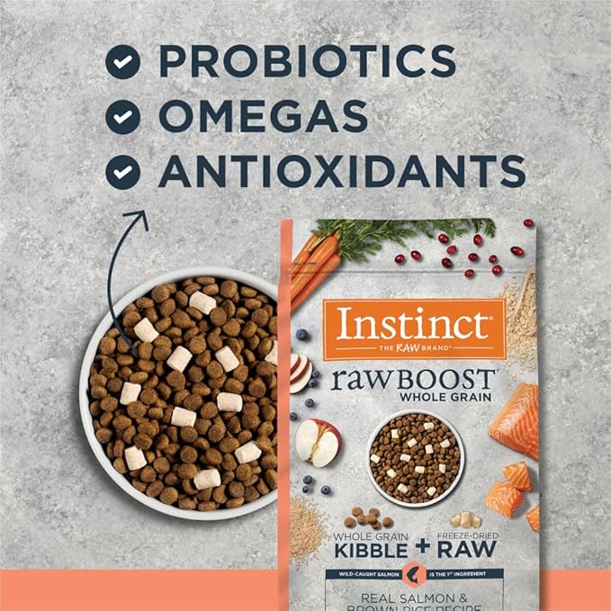 Instinct Raw Boost, Natural Dry Dog Food with Freeze Dried Pieces, High Protein, Whole Grain Recipe - Real Salmon & Brown Rice, 19 lb. Bag