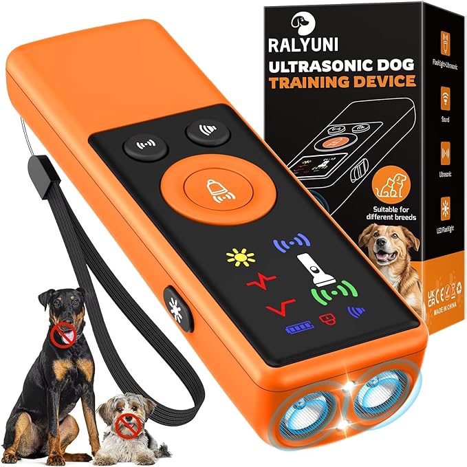 Ultrasonic Dog Bark Deterrent Device, Anti-Barking Control Device with LCD Screen & 3 Modes, Dog Training Tools to Stop Bad Behaviors, Safe Trainer Up to 35ft for Indoor Outdoor Use-01