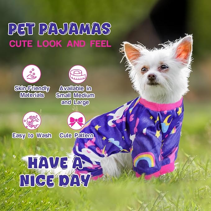 Dog Pajamas Soft Lightweight Dog Onesies Outfit Clothes for Small Medium Large Puppy Pjs for Pet Boys Girls Dogs Cats (XL (Back: 16",Chest: 20.8", Neck: 12"), Purple Unicorn)
