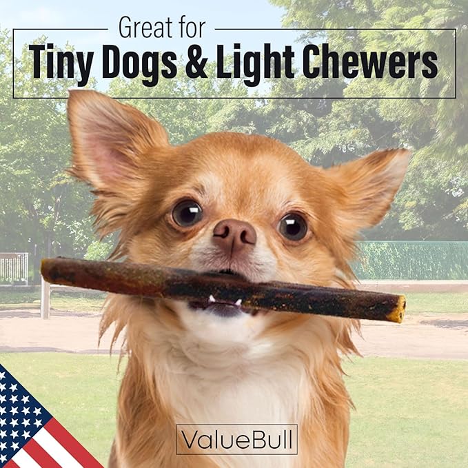ValueBull USA Collagen Sticks for Small Dogs, 6 Inch Extra Thin Chews, Natural Dog Treats, 10 Count - Promotes Joint, Skin & Coat Health with Glucosamine and Chondroitin