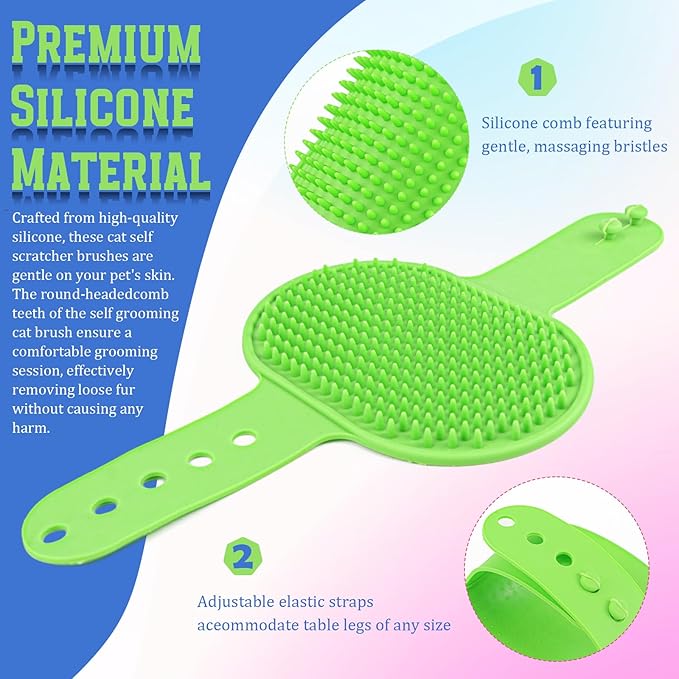 4 Colors Cat Self Groomer Brush Silicone Combs for Indoor Face Scratcher Adjustable Wall Mounted Corner Massage Comb