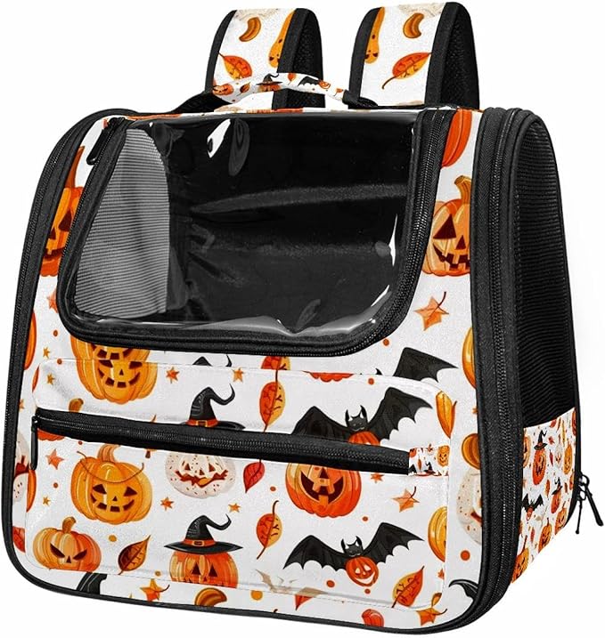 Pumpkin Helloween15 Pet Travel Carrier | Ventilated Comfortable Design with Safety Features | Ideal for Small to Medium Sized Pets Cats, Dogs etc