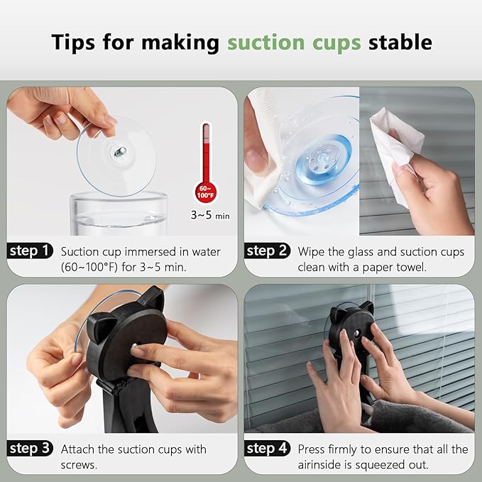 Cat Window Perch Cordless, Foldable & Stable Cat Beds- Breathable Cat Window Hammock for Overlooking, Sunbathing and Climbing - Maximum Hold Up to 40lb