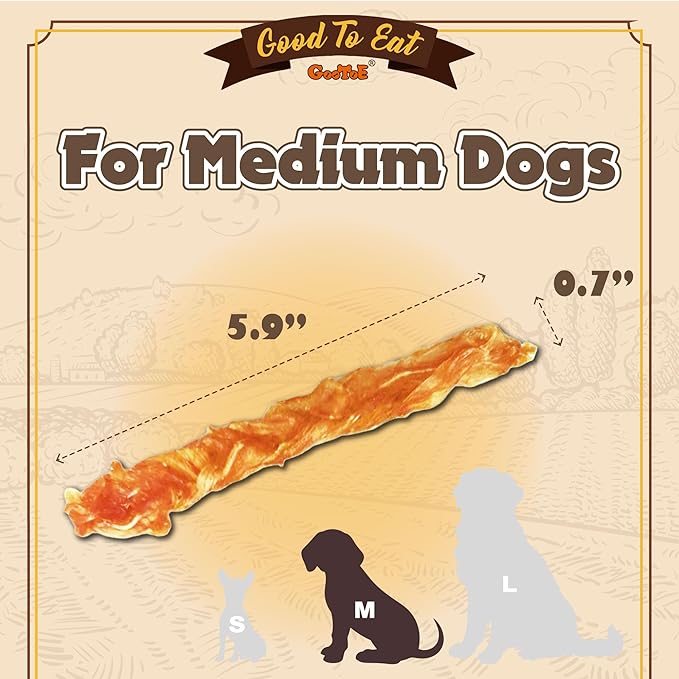 Gootoe Turkey Tendon Dog Treats – 100% USA-Sourced, Natural Snack, Premium Training Chews, Hypoallergenic, Reseal Value Bags, Size for Medium & Small Dogs, Braid (Medium) 3.17 oz/Pack (90gm)