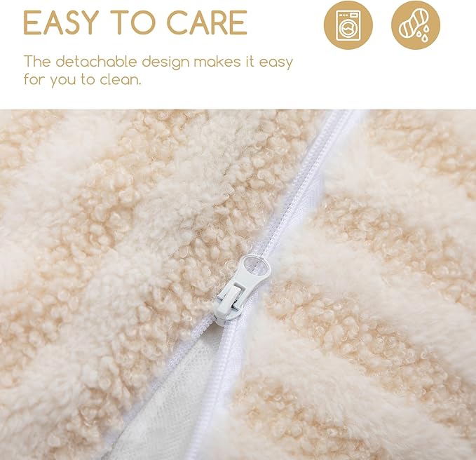 Hollypet Cat Bed Fluffy Plush Mutifuctional Double-Layer Soft Pet Couch Orthopedic Sofa Nest Beds for Small Cats and Dogs, Beige (21x15x8 inch)