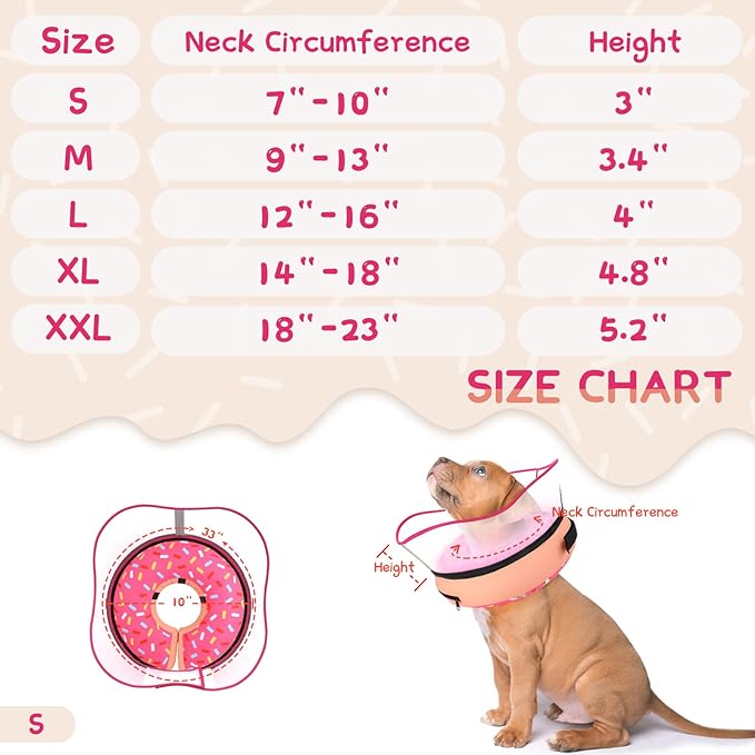 Supet Raised Inflatable Dog Cone Collar to Stop Licking, Soft Dog Cone Alternative After Surgery, Doggie Neck Donut Collar for Small Medium Large Dogs