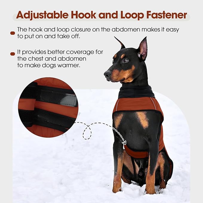 IDOMIK Waterproof Dog Winter Coat, Reflective Warm Dog Puffer Jacket with Harness Hole, Adjustable Lightweight Snow Jacket with Turtleneck, Pet Cold Weather Coats for Small Dogs,Caramel,XS