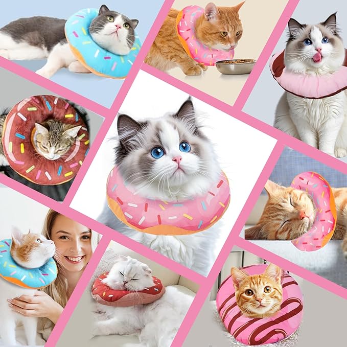 Generic Soft Cat Cone Collar Adjustable Recovery E-Collar for Wound Healing After Surgery Breakaway Elizabethan Collar with Fastening Strap for Cats and Kittens（S M L）