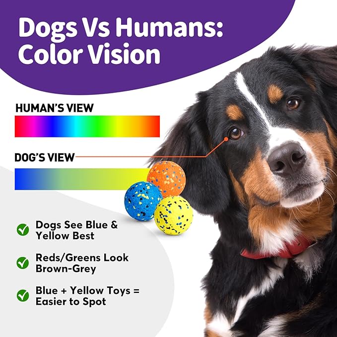 Dog Balls Tennis Ball for Aggressive Chewers, Dog Bouncy Balls Chew Toys Water Toy Fetch Ball for Large Medium Small Puppies, 3 Pack 3.15''