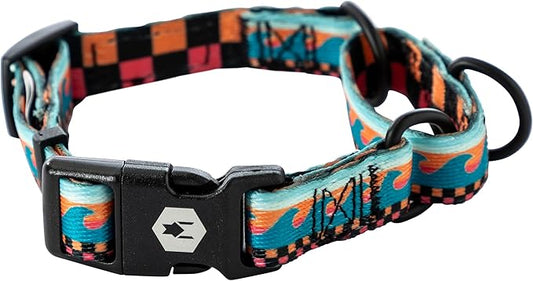 Wolfgang Heavy Duty Martingale Dog Collar with Quick Release Nylon Buckle for Walking & Training, BuenaOnda Print, Medium