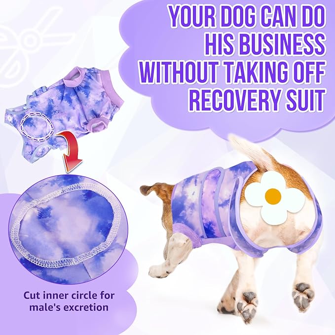 Lukovee Recovery Suit for Dogs, Zipper On Recovery Suit for Female Male Dog, Onesie Abdominal Wounds Cone E-Collar Alternative Prevent Licking Spay Recovery Suit (TPU,L)