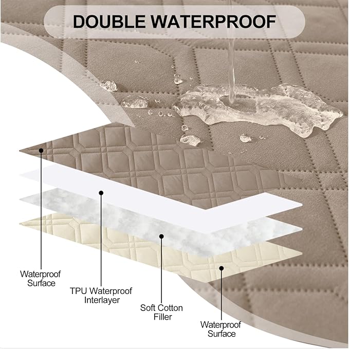 Smiry Waterproof Dog Blanket, 82x82 Inch Soft Pet Bed Cover Reversible, Washable Sofa Couch Furniture Protector for Small Medium Large Dog Puppy Cat, Taupe/Beige