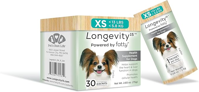 Yummy Combs Longevity15 – C15:0 – Fatty Acid Health Supplement for Dogs – Healthy Pet Supplies – for Extra Small Dogs, 1 Pack
