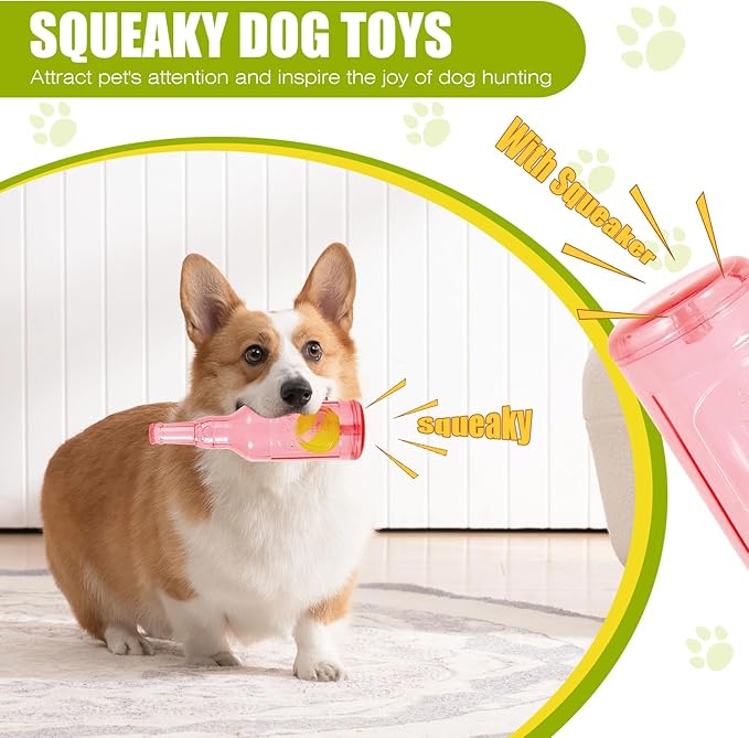 Dog Toy, Dog Squeak Toy, Floating Dog Toy, Interactive Fetch Toy for Play and Training, Bottle Shape with Tennis Ball Inside (Set of Two Large)