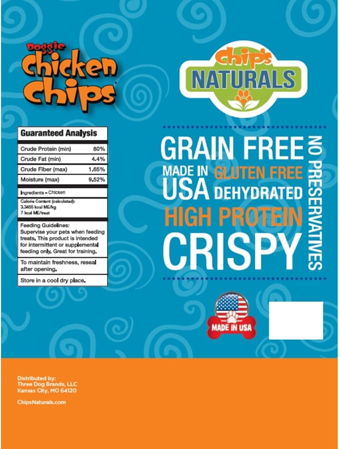 Chip's Naturals Doggie Chicken Chips Large 15 oz All Natural High Protein Low Calorie Healthy Dog Treats, Grain Free Gluten Free USDA Inspected & Approved Chicken Treat for Dogs, Pet Supplies