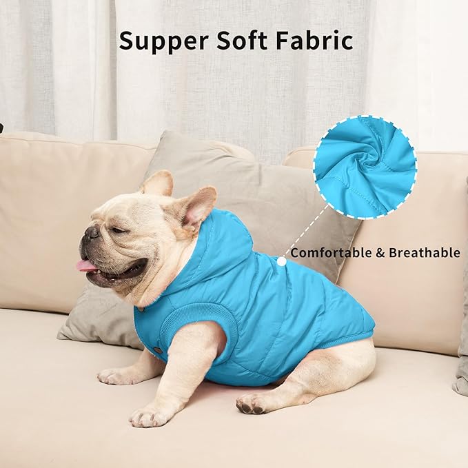 Fleece Lining Extra Warm Dog Hoodie in Winter for Medium Dogs Jacket Pet Coats with Hooded,Light Blue L