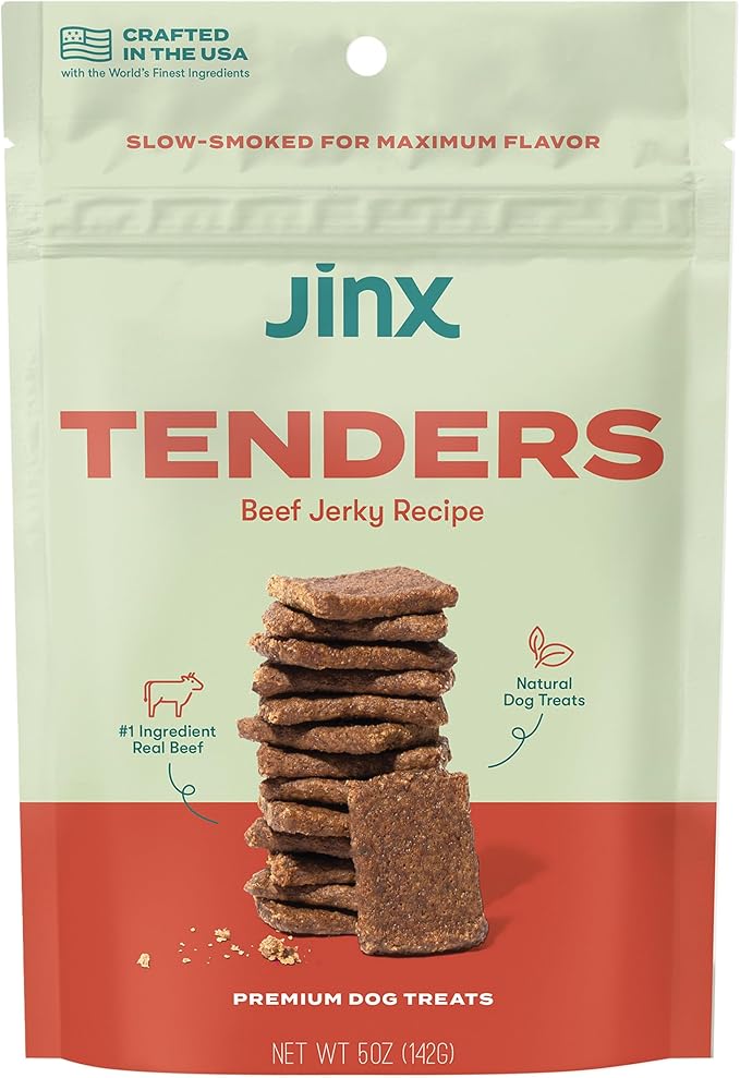 Jinx Beef Tenders Jerky Dog Treats – Soft & Chewy, All Natural Dog Jerky Treats with Grass-Fed Beef - Pet Products for All Dogs (Puppies, Adults & Seniors) - 5oz