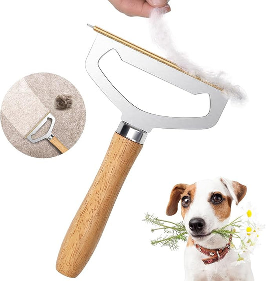 Metal Carpet Brush Pet Hair Remover, 1 Buck Thick Rack Wood Handle Portable Carpet Scraper, Embedded Couch Lint Pilling Dog Cat Fur Remover, Fabric Shaver Depiller Furniture